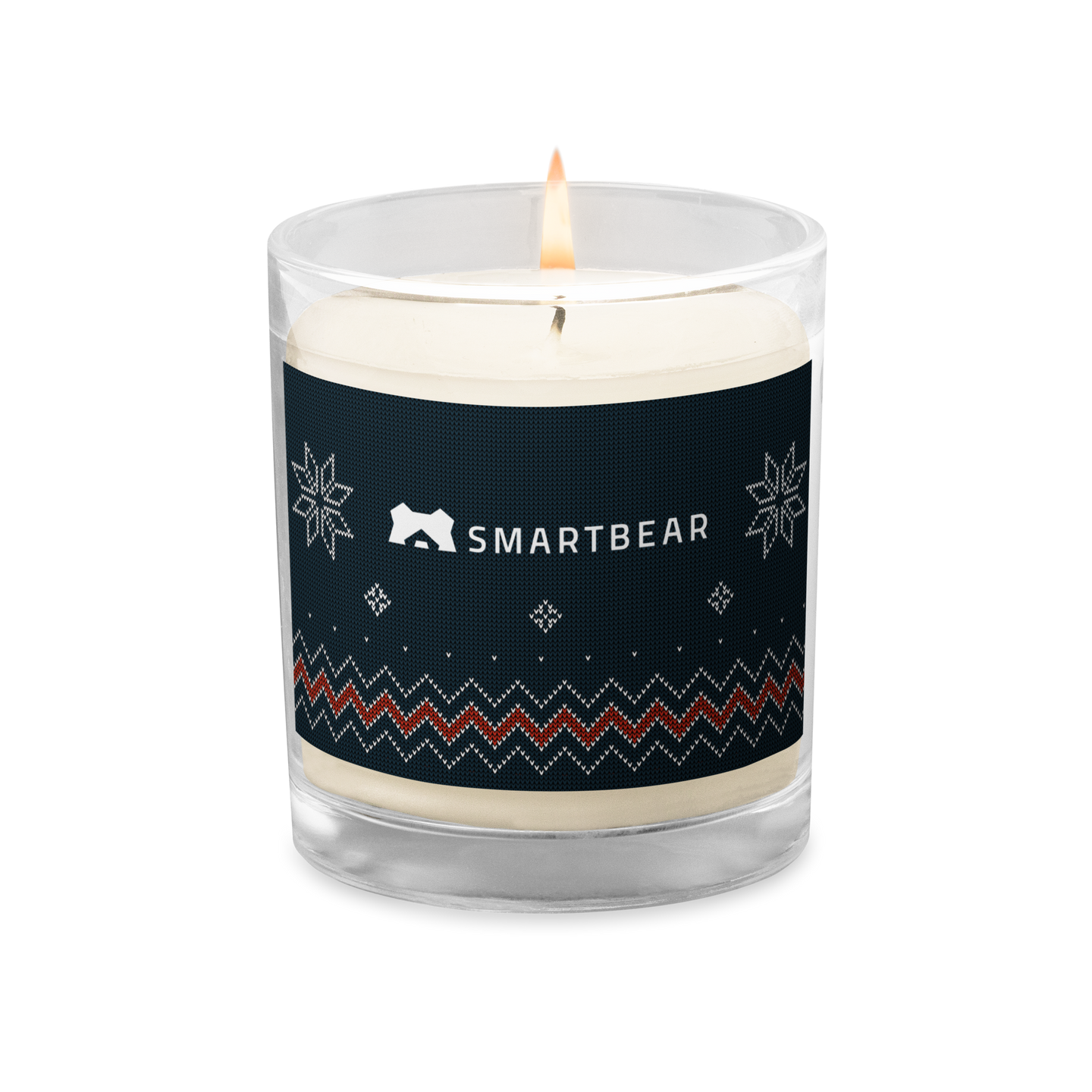 SmartBear Holiday Glass Jar Soy Wax Candle Navy SmartBear Swag Shop